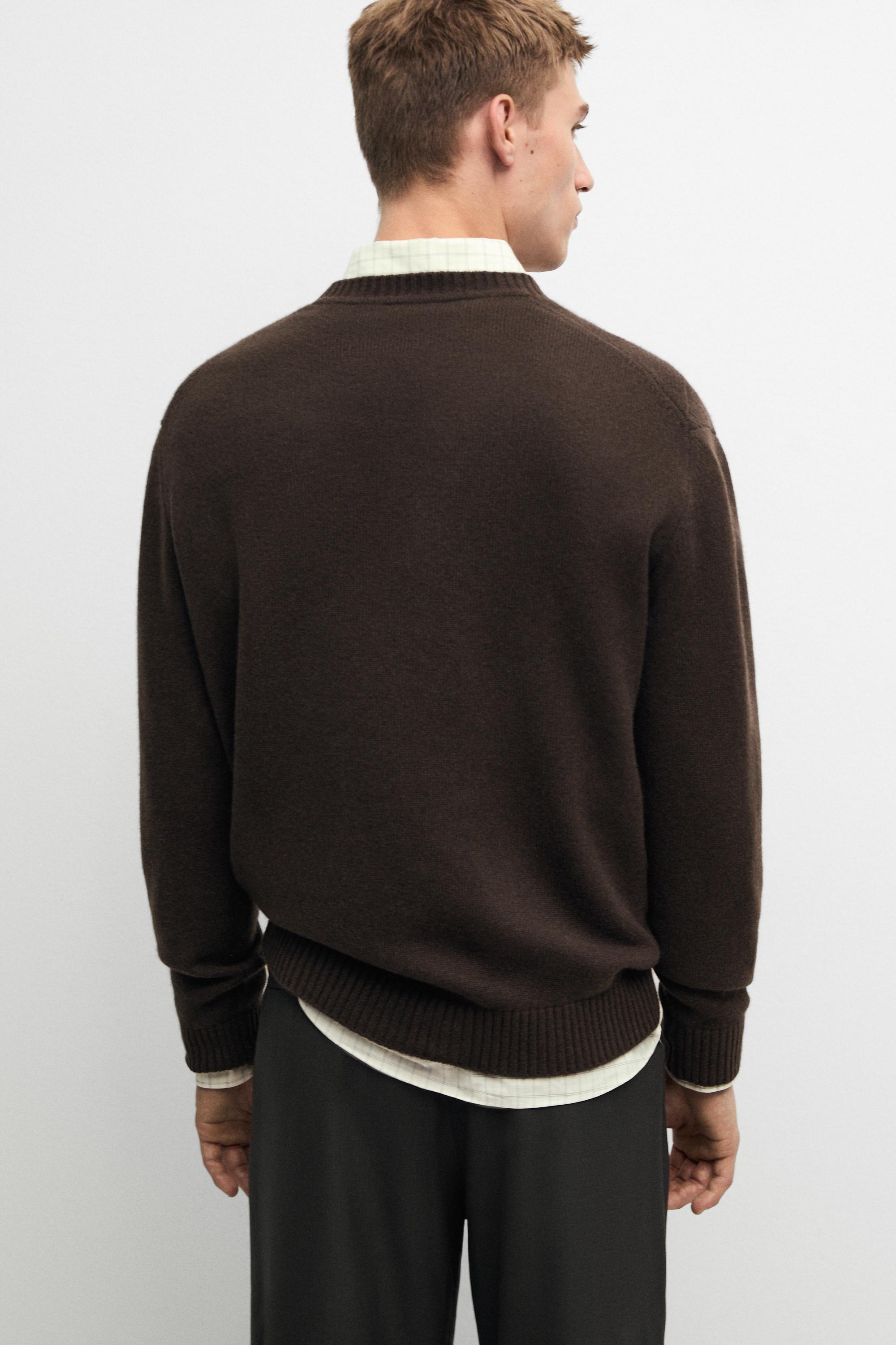 Pull à col rond en maille cachemire et laine